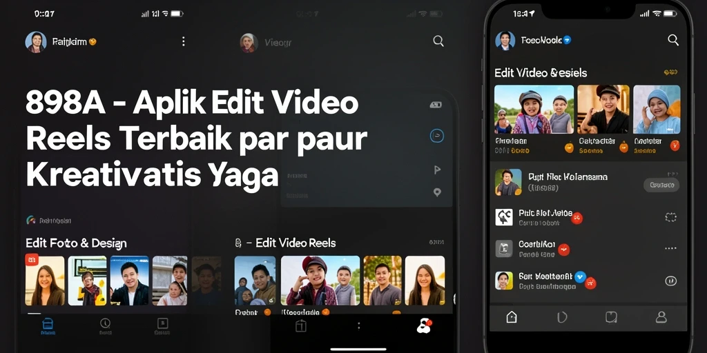 Tampilan antarmuka aplikasi 898A untuk Edit Video Reels.