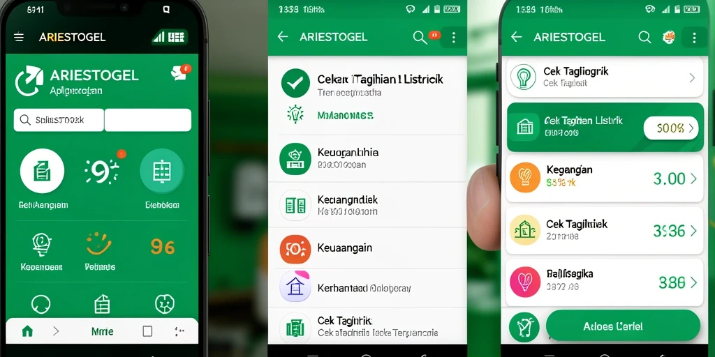 Antarmuka user-friendly ARIESTOGEL untuk Cek Tagihan Listrik.