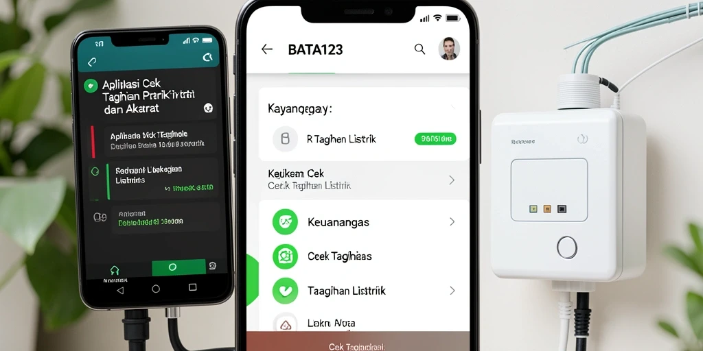 Tampilan antarmuka aplikasi BATA123 untuk cek tagihan listrik.