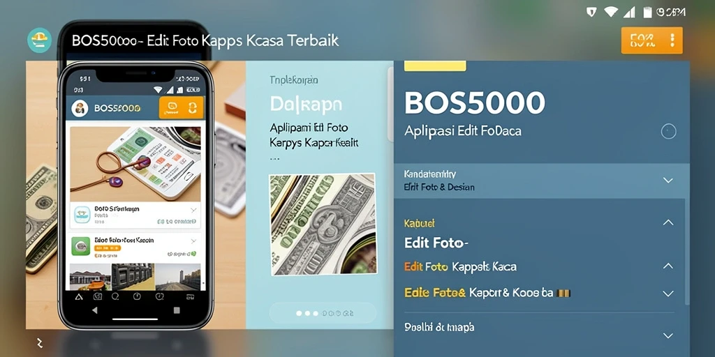 Antarmuka BOS5000 dengan berbagai fitur edit foto kertas kaca.
