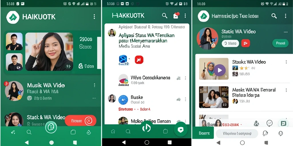 Screenshot HAIKUOTK menampilkan antarmuka aplikasi Status WA Video yang menarik.