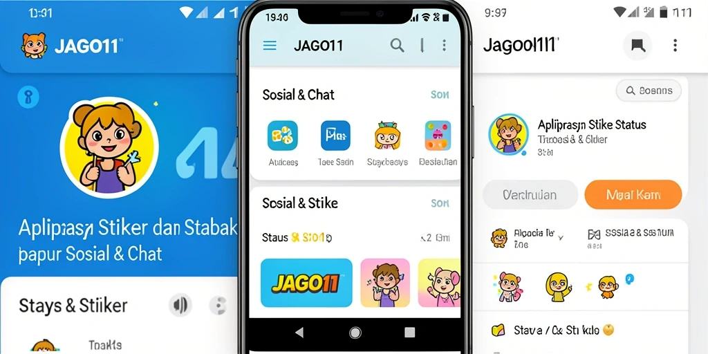 Tampilan antarmuka JAGO11 dengan stiker menarik untuk chat.